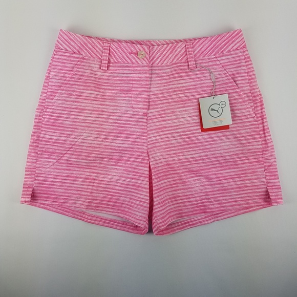Puma Womens 5” Printed Golf Shorts Shocking Pink - Picture 2 of 4
